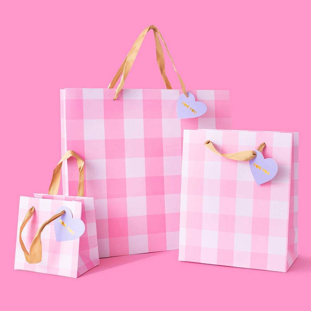 Light Pink Gingham Gift Bags: Medium – Just LoveLeigh