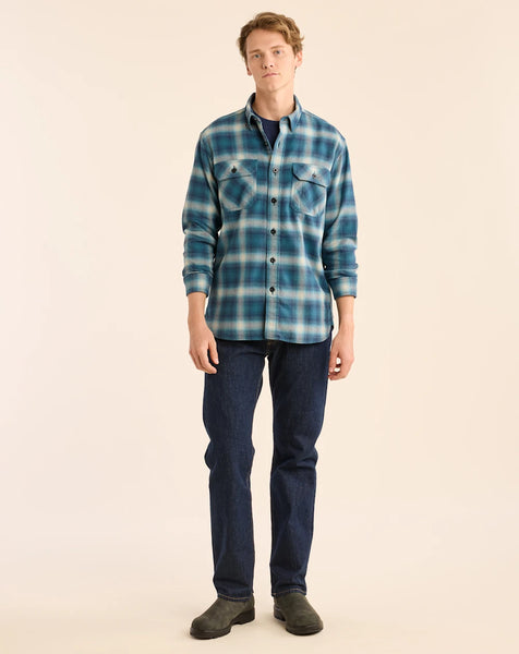 Men’s Plaid Burnside double-brushed flannel shirt - Blue