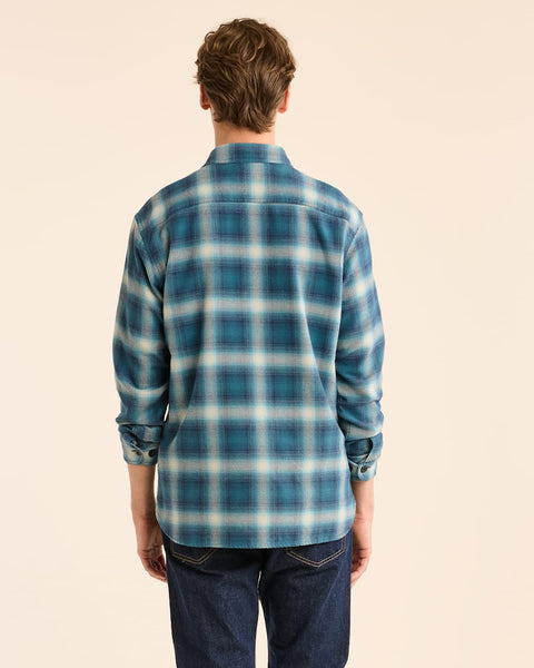 Men’s Plaid Burnside double-brushed flannel shirt - Blue