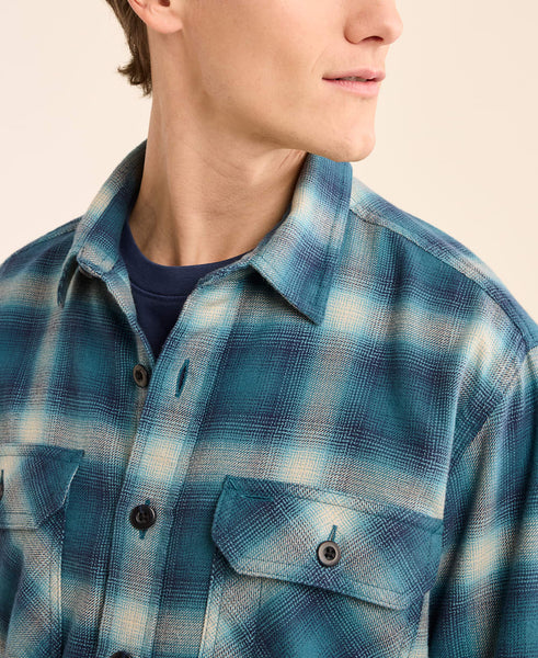 Men’s Plaid Burnside double-brushed flannel shirt - Blue