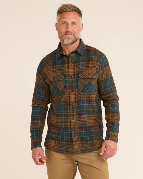 Men’s Plaid Burnside double-brushed flannel shirt - Olive