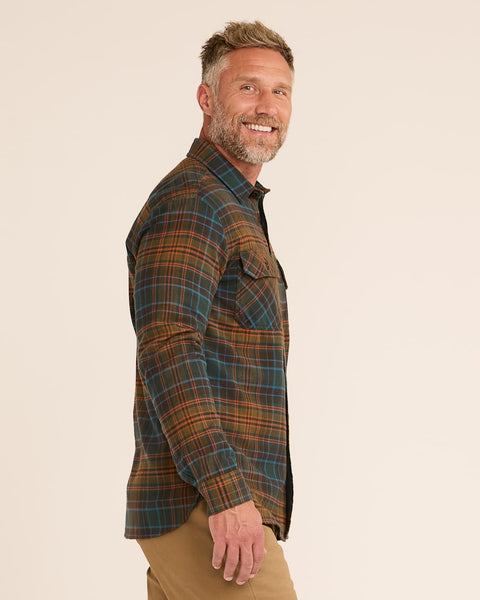 Men’s Plaid Burnside double-brushed flannel shirt - Olive