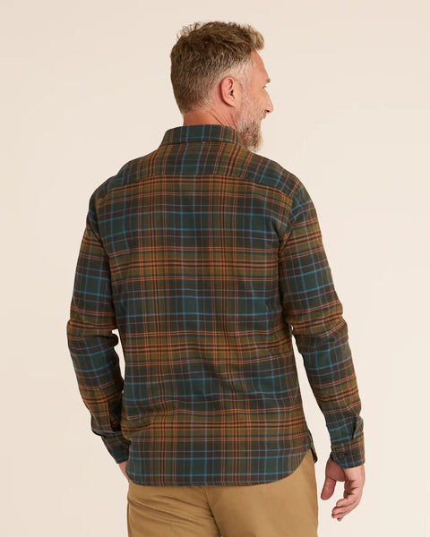 Men’s Plaid Burnside double-brushed flannel shirt - Olive