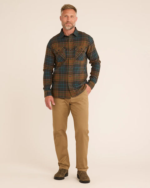 Men’s Plaid Burnside double-brushed flannel shirt - Olive