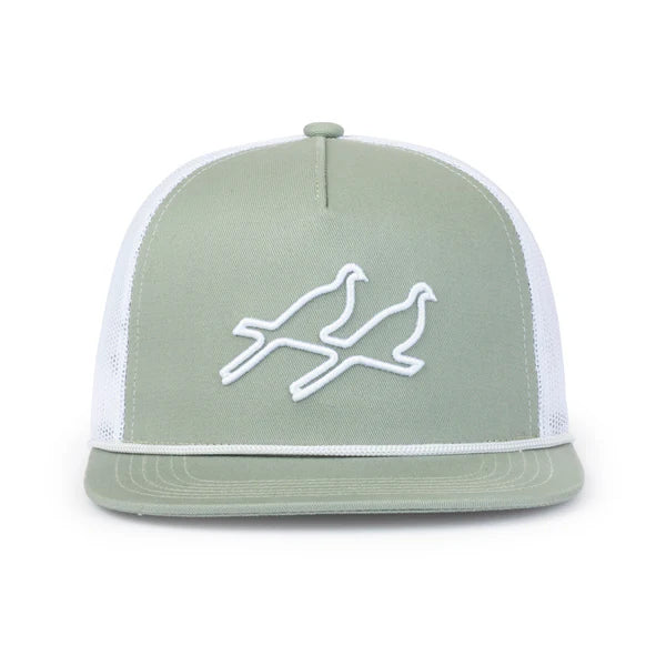 Two Dove Puff Logo Trucker Cap - Sage